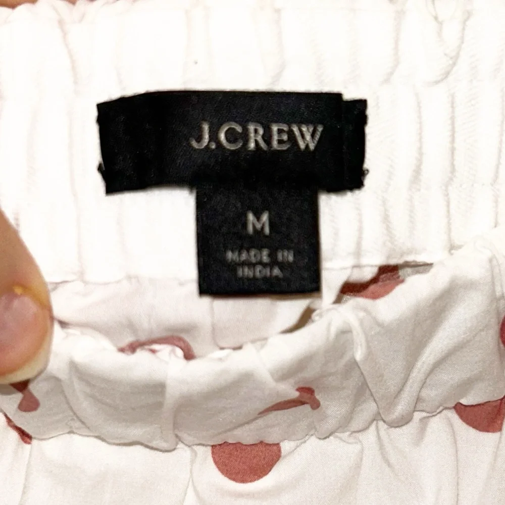 J. Crew White Pink Polka Dot Cotton Maxi Skirt Pockets Side Slit Size M - Picture 6 of 13